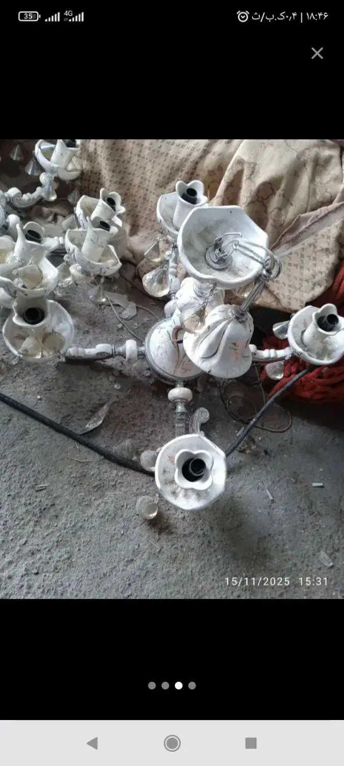 ۲عدد لوستر برنزو مخلوطی از برنز وچینی اصل|لوستر و چراغ آویز|ارومیه, |دیوار