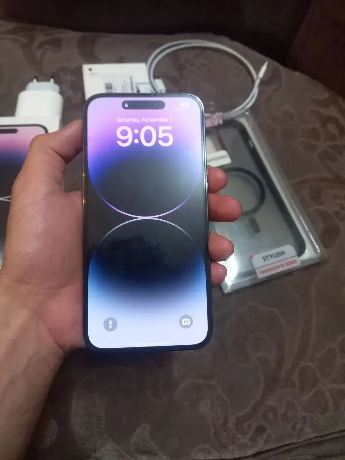 آیفون 14promax 256 zaa پلمپ همراه با آداپتور و قاب|موبایل|تهران, پونک|دیوار