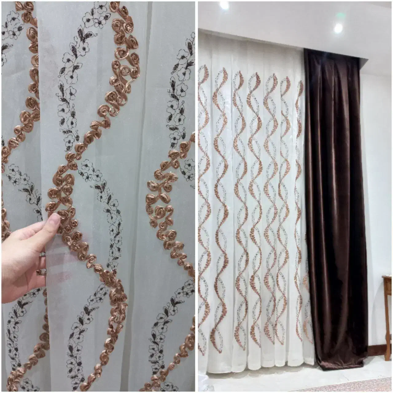 پرده پذیرایی ۱۲ متری|پرده، رانر، رومیزی|قرچک, شهرک گلها|دیوار