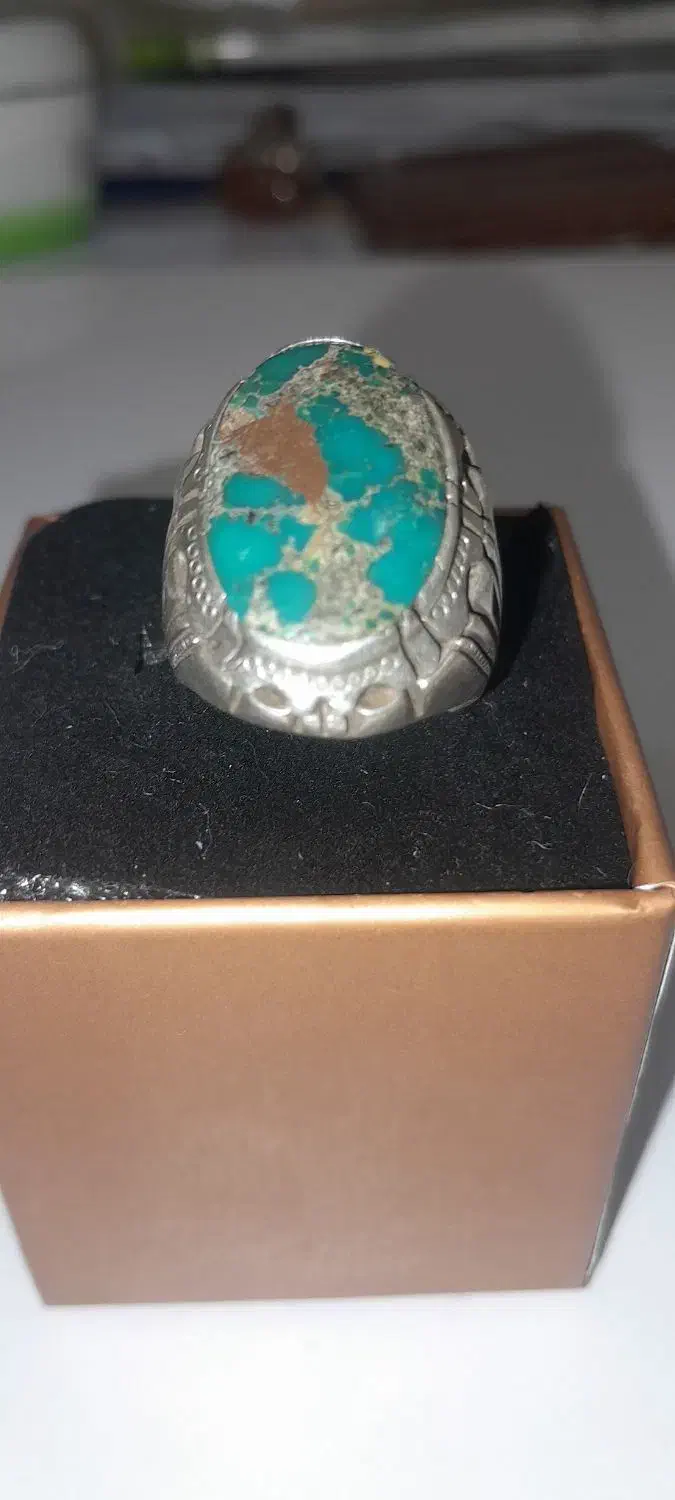 انگشتر فیروزه نقره .و برنجه سنگ سلیمانی|بدلیجات|سقز, |دیوار