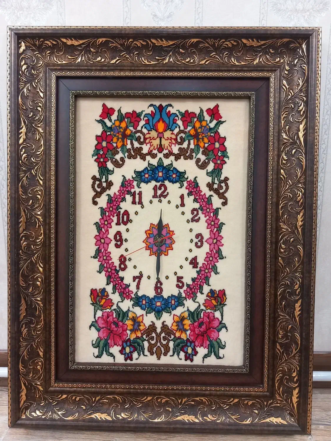 تابلو فرش ساعت دست بافت فرش بیجار نو|تابلو فرش|بیجار, |دیوار