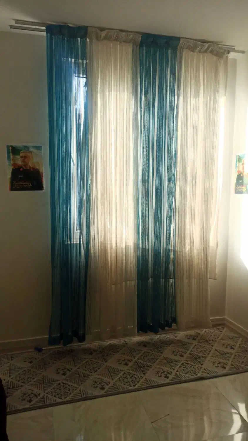 پرده آبی و پرده شاین سفید در حدنو|پرده، رانر، رومیزی|تهران, افسریه شمالی|دیوار