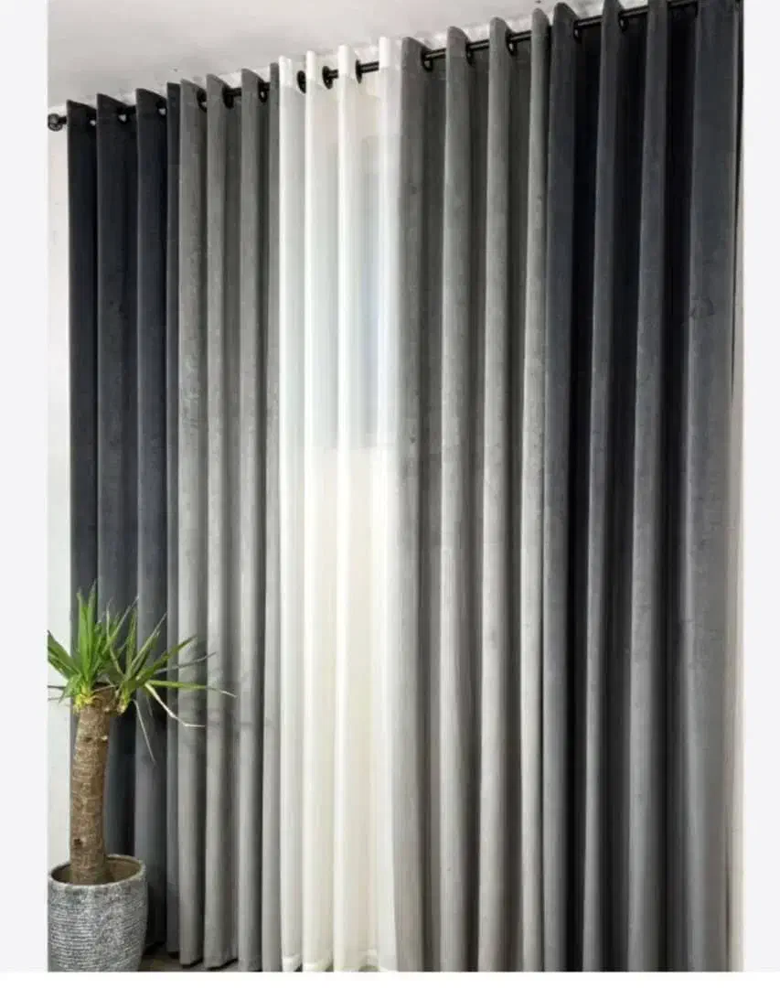 پرده پانچ مخمل و حریر ساده|پرده، رانر، رومیزی|امیدیه, |دیوار