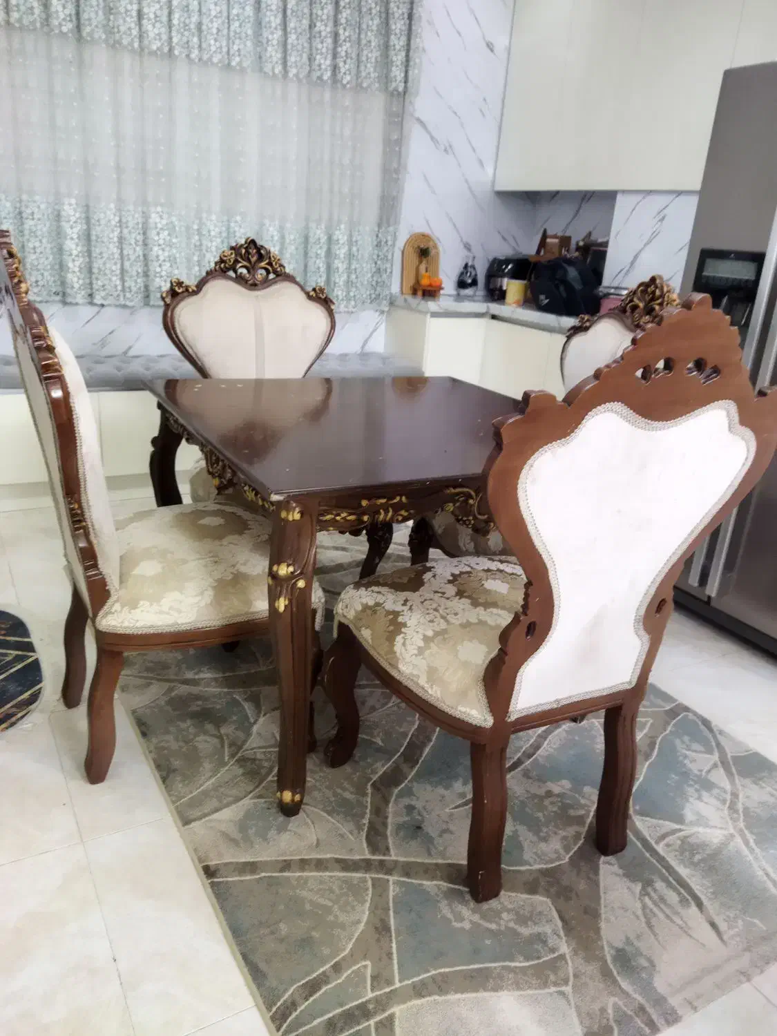 ناهار خوری چهار نفره چوب|میز و صندلی غذاخوری|گرمدره, |دیوار