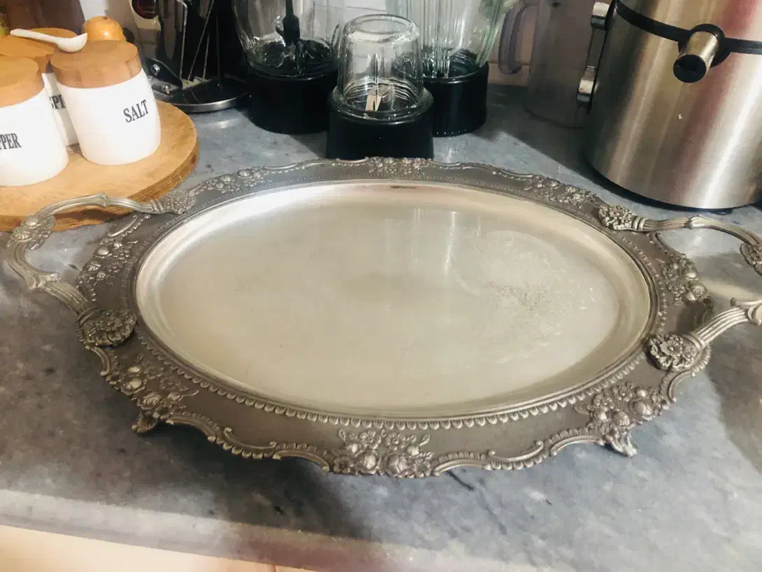 سینی پذیرایی جنس برنج و آهنی نو /تابه رژیمی چدن|ظروف سرو و پذیرایی|الشتر, |دیوار