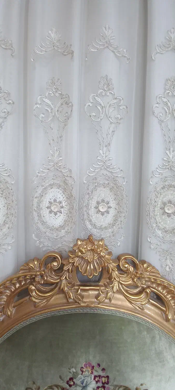 پرده پذیرایی، کناره مخمل زیره تور به همراه آستر|پرده، رانر، رومیزی|اسلام‌شهر, شهرک مفیدی|دیوار