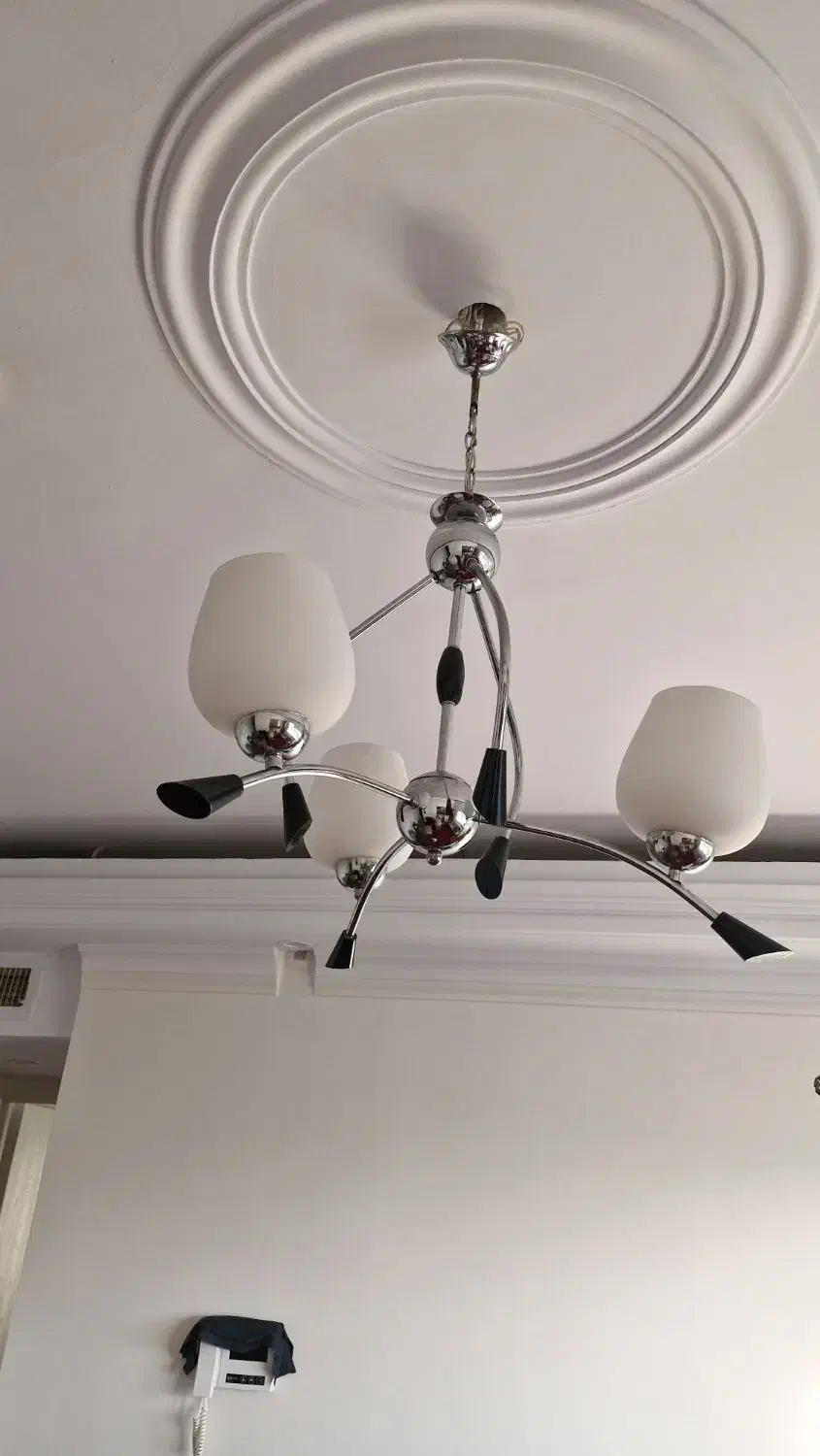 لوستر سه شاخه استیل بدون ایراد|لوستر و چراغ آویز|پردیس, فاز ۳|دیوار