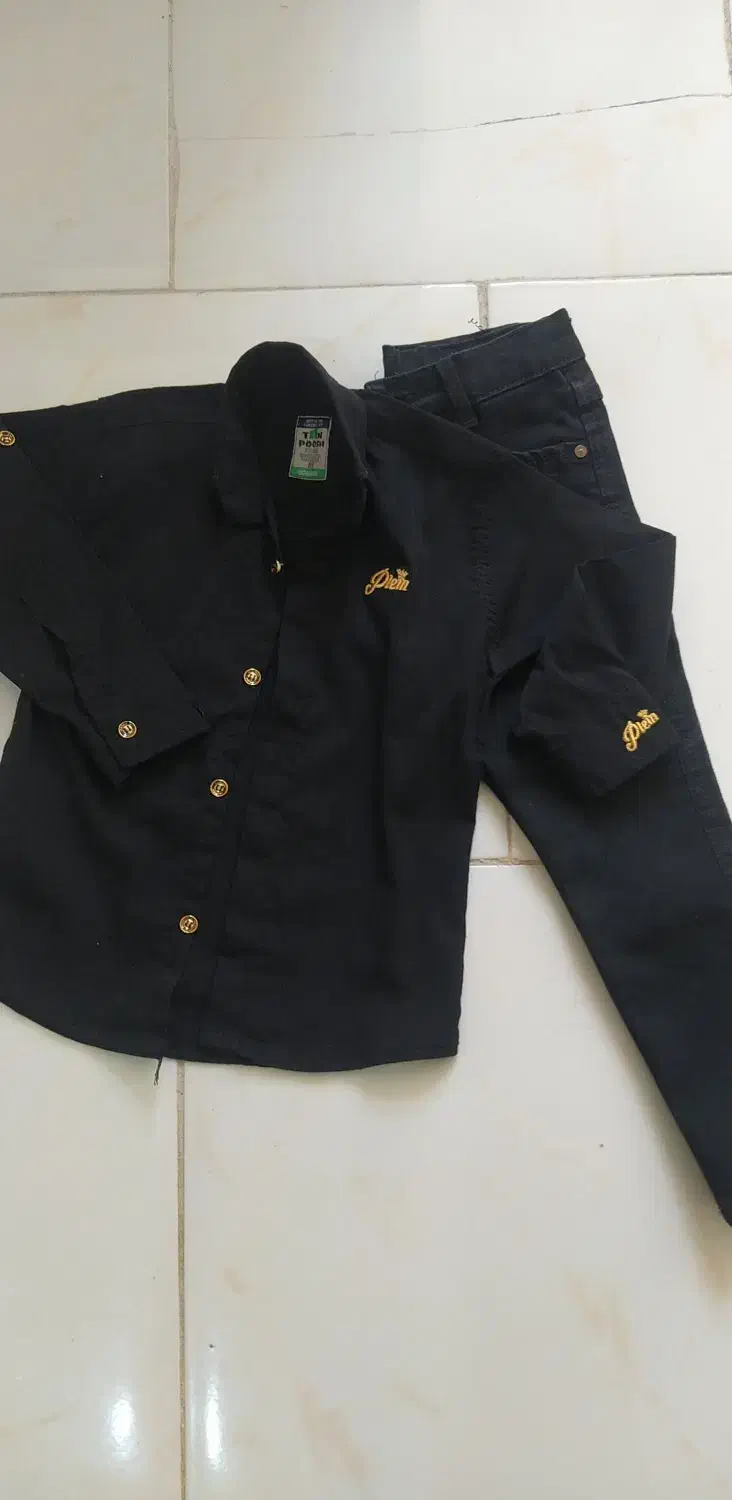 شلوار لی شلوار کتان مشکی و پیراهن مشکی پسرونه|کفش و لباس بچه|شاهرود, |دیوار