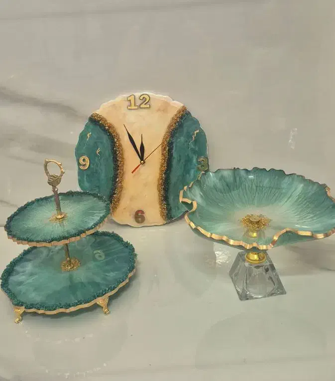 ظروف رزینی ،ساعت رزینی و تعمیر سینی|ظروف سرو و پذیرایی|یزد, |دیوار