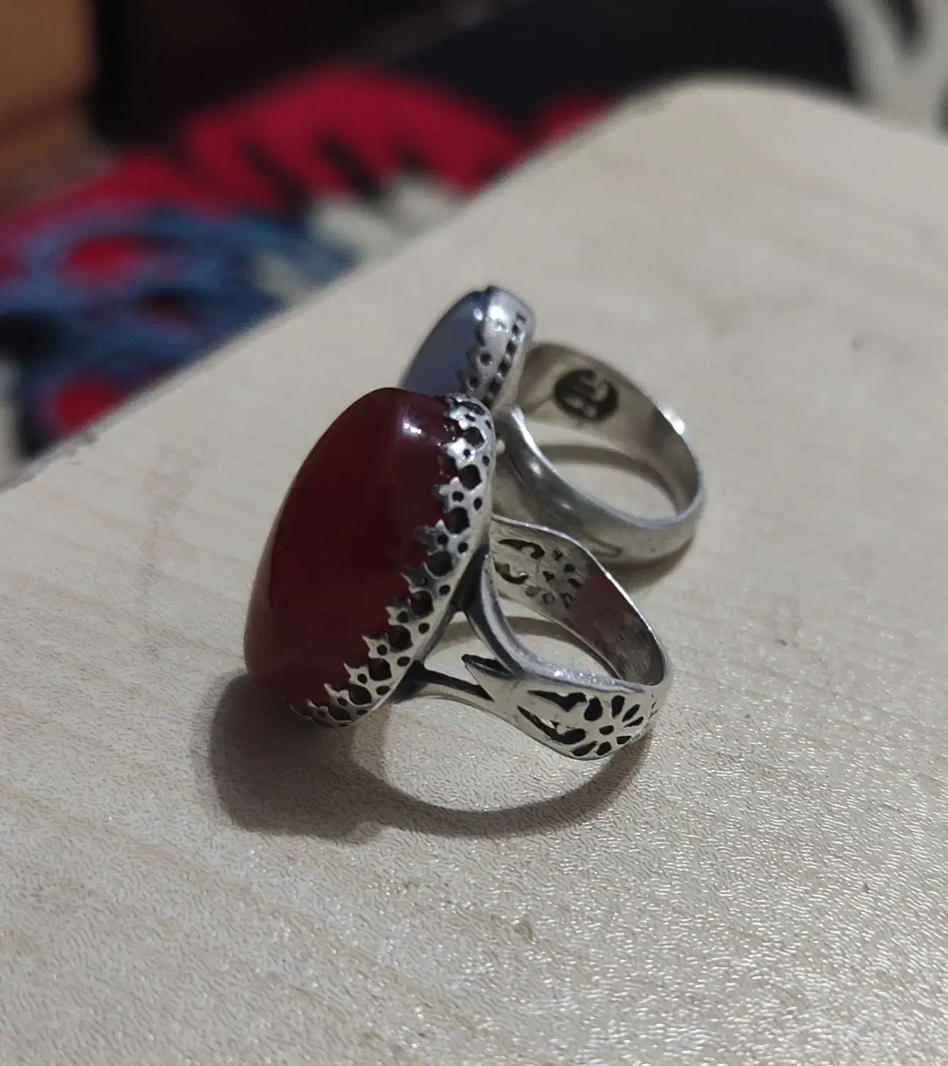 انگشتر نقره با عقیق سرخ و عقیق سوسنی|بدلیجات|فولادشهر, A2|دیوار