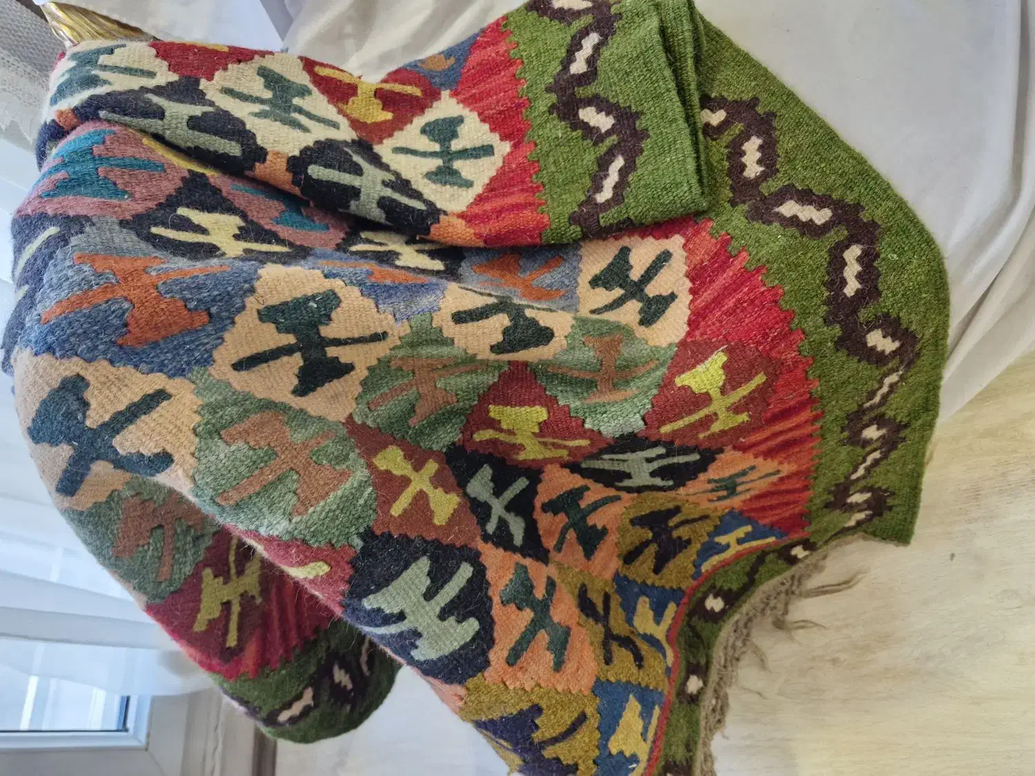 جاجیم دستباف پشم گوسفندی|گلیم، جاجیم، گبه|ری, دیلمان|دیوار