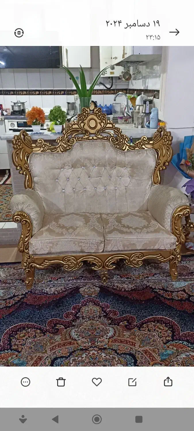 مبلمان سلطنتی 7نفره با میز جلو مبلی و دوعددعسلی|مبلمان خانگی و میز عسلی|ورامین, ورامین|دیوار