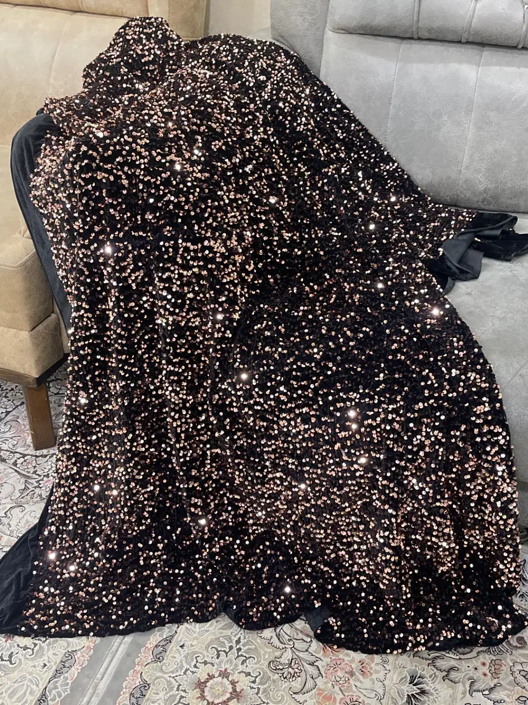 پارچه مخمل پولکی دو متر|لباس|هندیجان, |دیوار