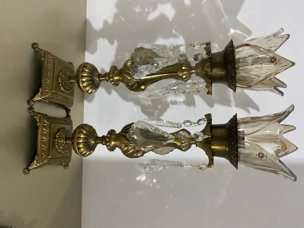 شمعدانی برنجی روکش آنتیک|صنایع دستی و سایر لوازم تزئینی|مهاجران, |دیوار