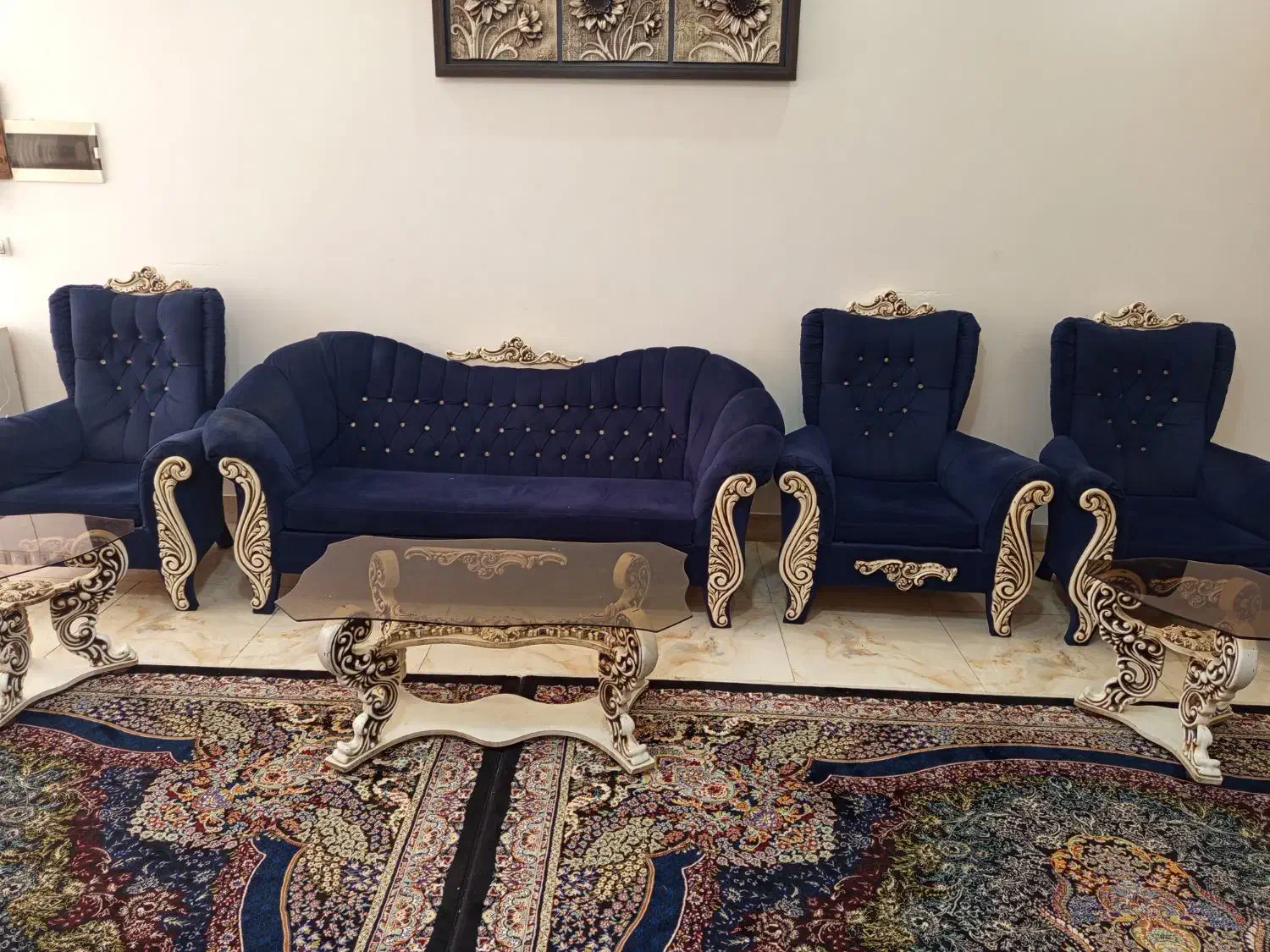 سرویس مبلمان ۸نفره با شال پرده و میز|مبلمان خانگی و میز عسلی|تربت‌حیدریه, رجایی|دیوار
