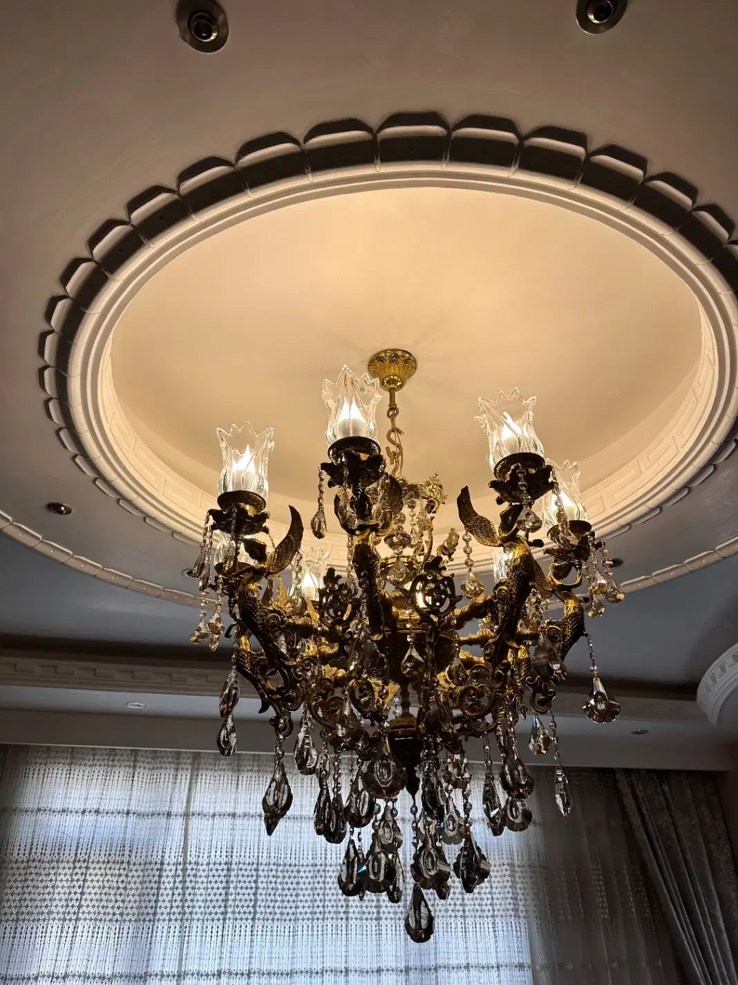 لوستر برنزی ۸ شاخه فرشته|لوستر و چراغ آویز|دلیجان, |دیوار