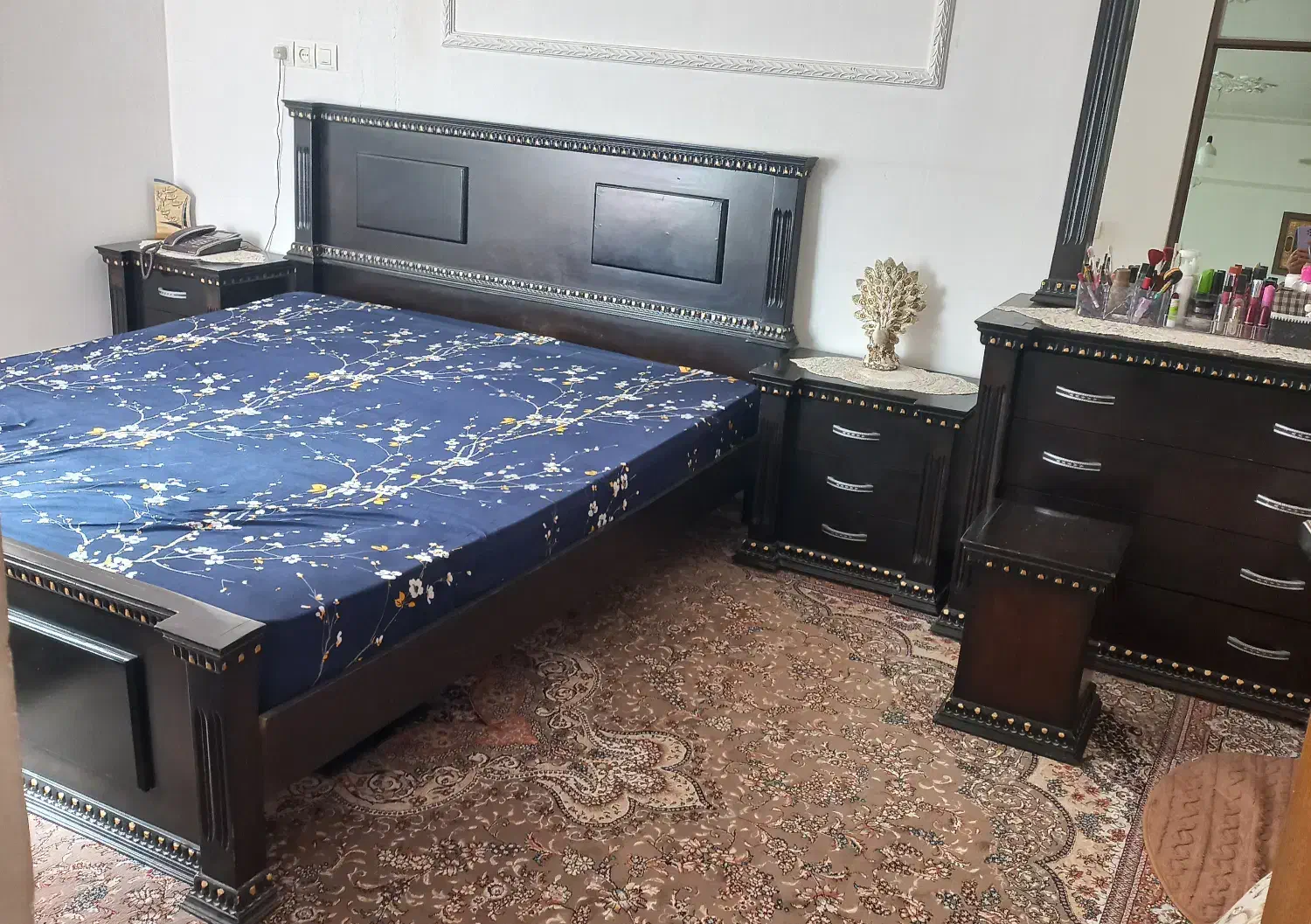 سرویس تخت خواب دو نفره چوبی|تخت و سرویس خواب|خمین, |دیوار