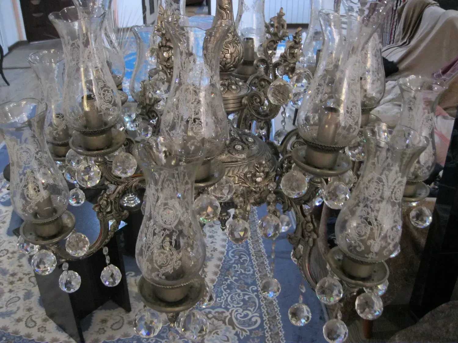 لوستر برنز 16 شعله نو...|لوستر و چراغ آویز|کرمان, |دیوار