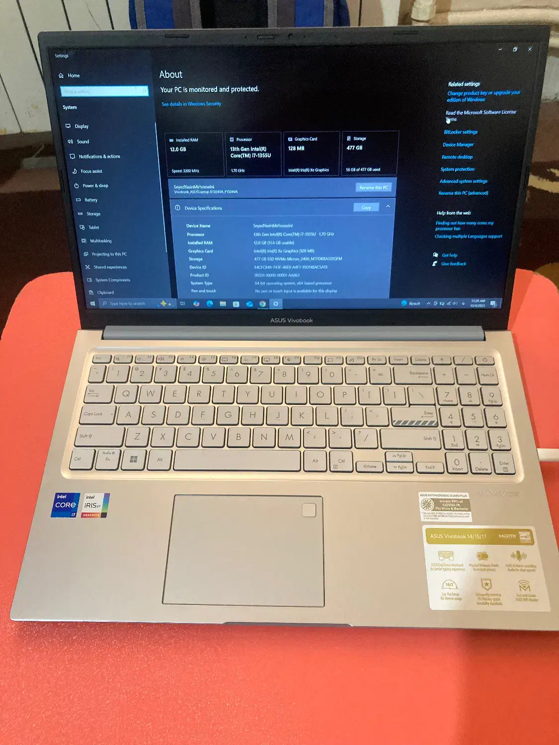 لپتاپ vivobook ایسوس در حد نو نو|رایانه همراه|کرمان, |دیوار