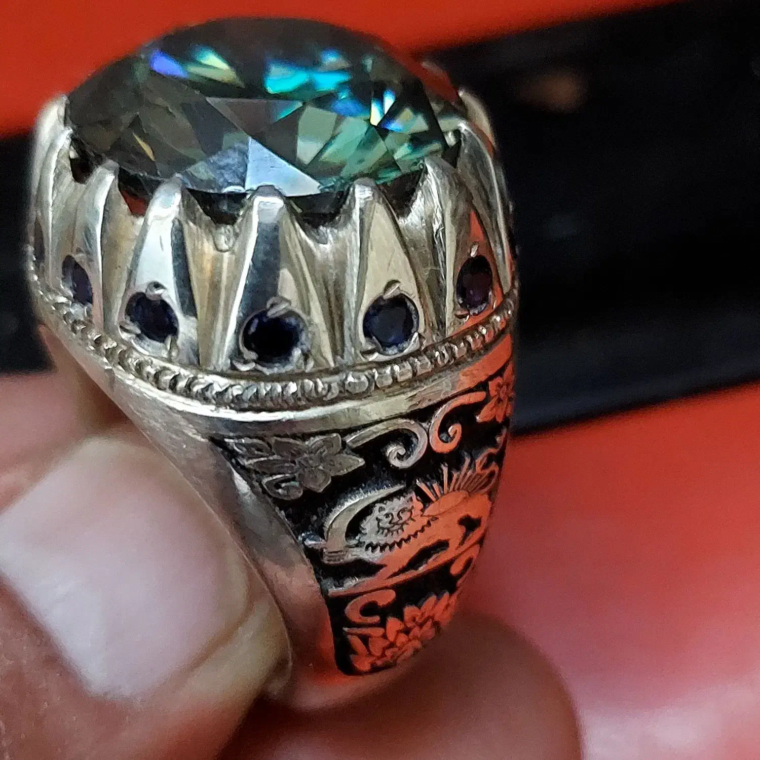 انگشتر  نقره سنگهای الماس موزانایت|جواهرات|تهران, راه آهن|دیوار