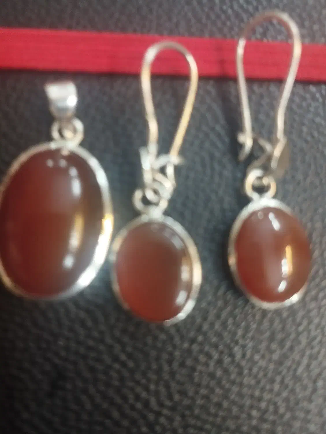 نیم ست نقره سنگ عقیق|جواهرات|همدان, |دیوار