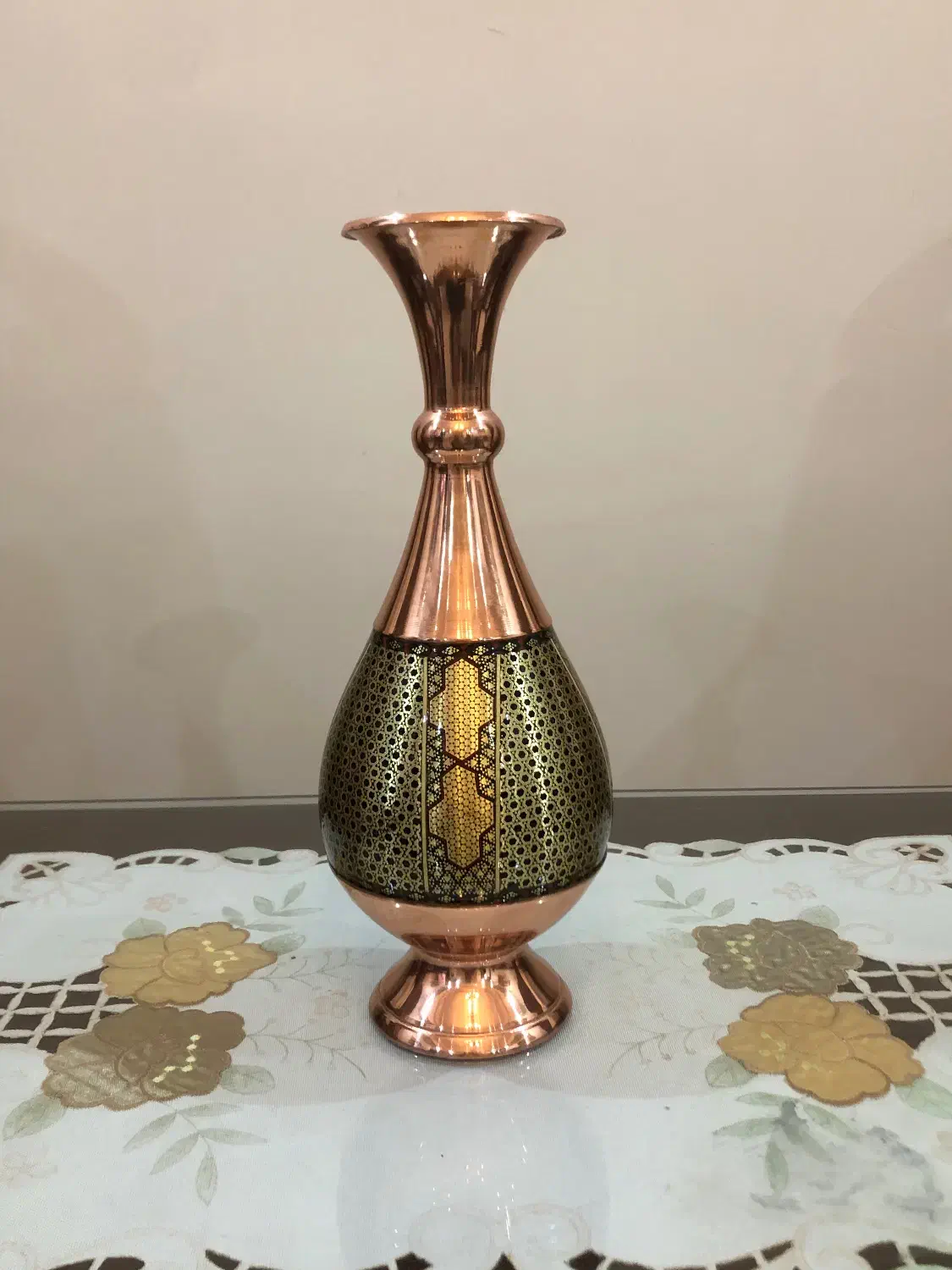 گلدان مسی خاتم کاری شده کار قربانیان|صنایع دستی و سایر لوازم تزئینی|تهران, زعفرانیه|دیوار