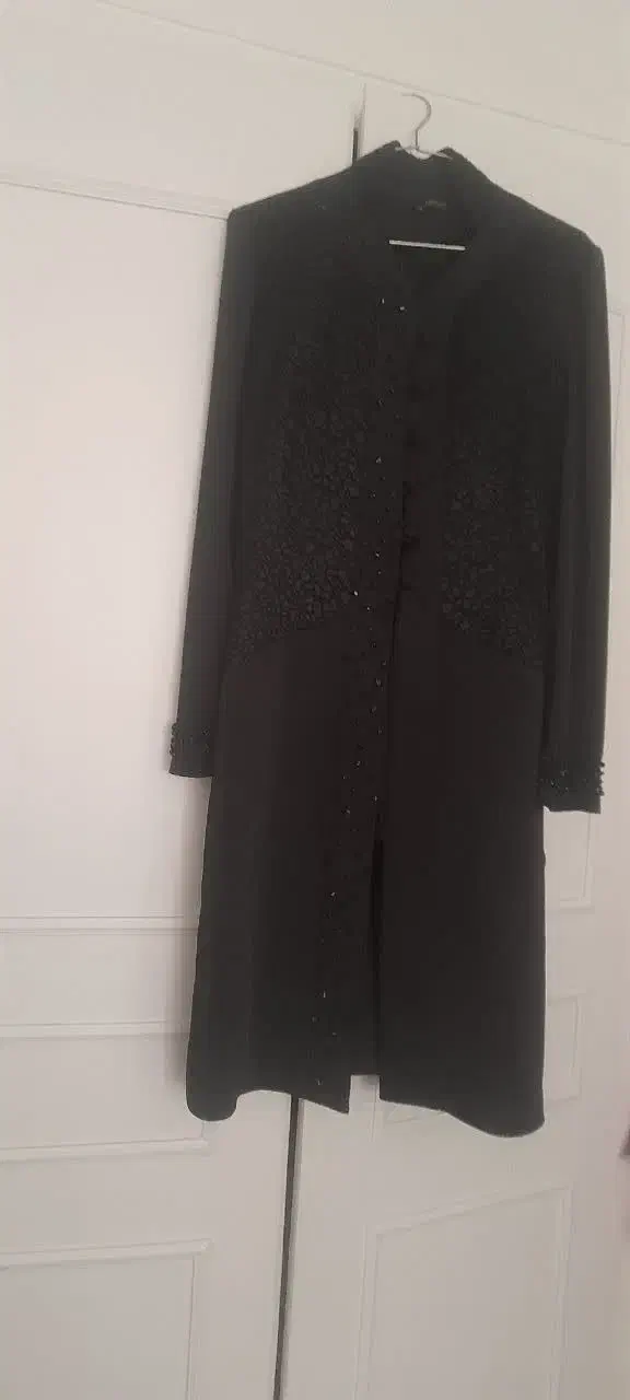 مانتو مجلسی ساتن مشکی کار شده|لباس|ری, هاشم‌آباد|دیوار