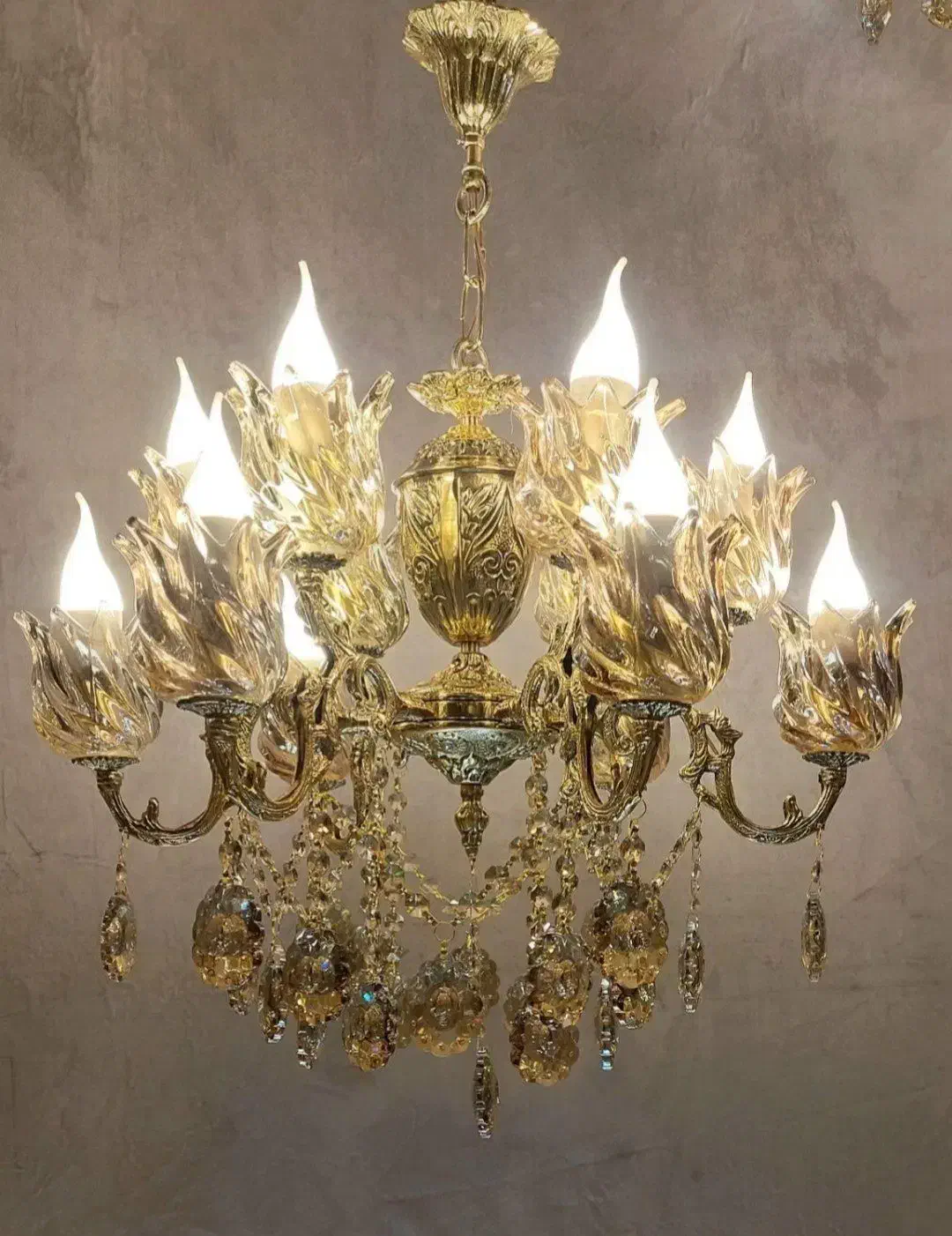 ۴ عدد لوستر ۵شاخه دوگل برنجی نو و سالم|لوستر و چراغ آویز|قزوین, |دیوار