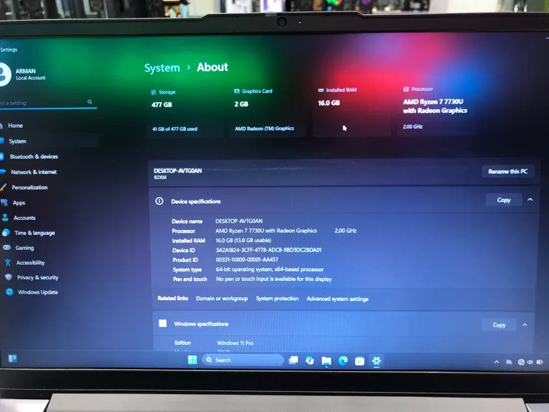 لپتاپ گیمینگ Lenovo با پردازنده ryzen 7 7730u|رایانه همراه|مشهد, عامل|دیوار