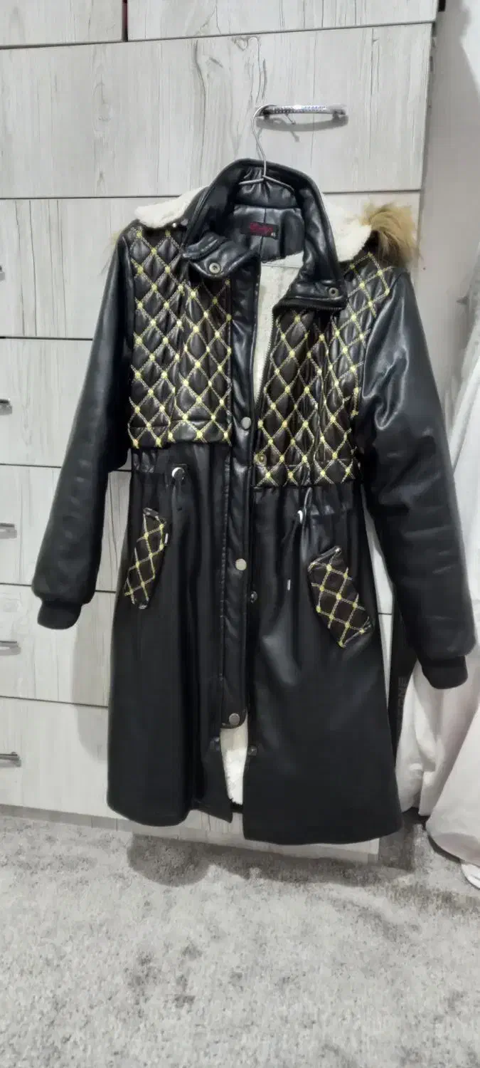 کاپشن چرم کلاه خز|لباس|بهارستان, |دیوار