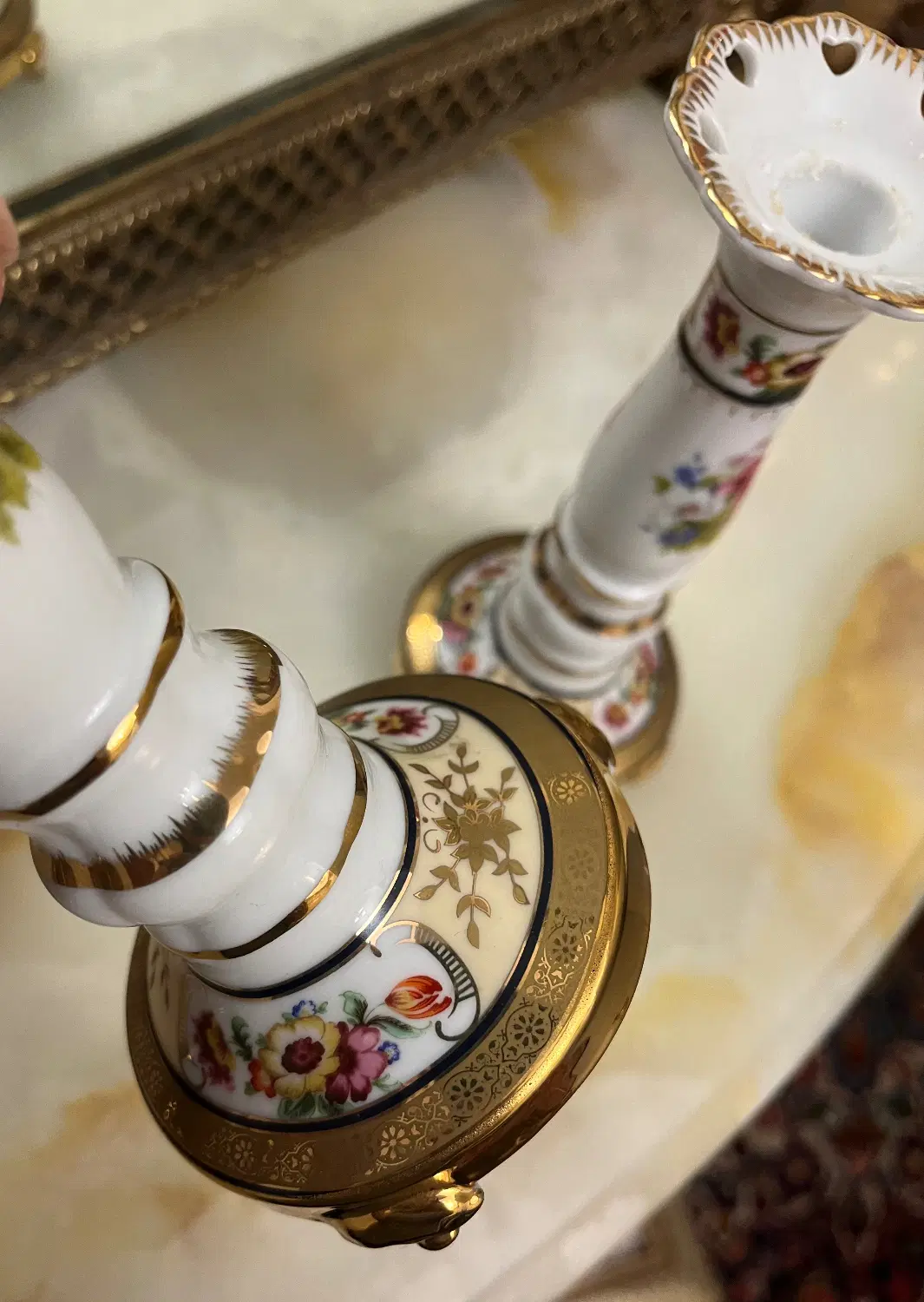 شمعدان آلمانی جفت، آبکاری طلا ، قدیمی و بسیار لوکس|کلکسیون اشیاء عتیقه|تهران, حکمت|دیوار