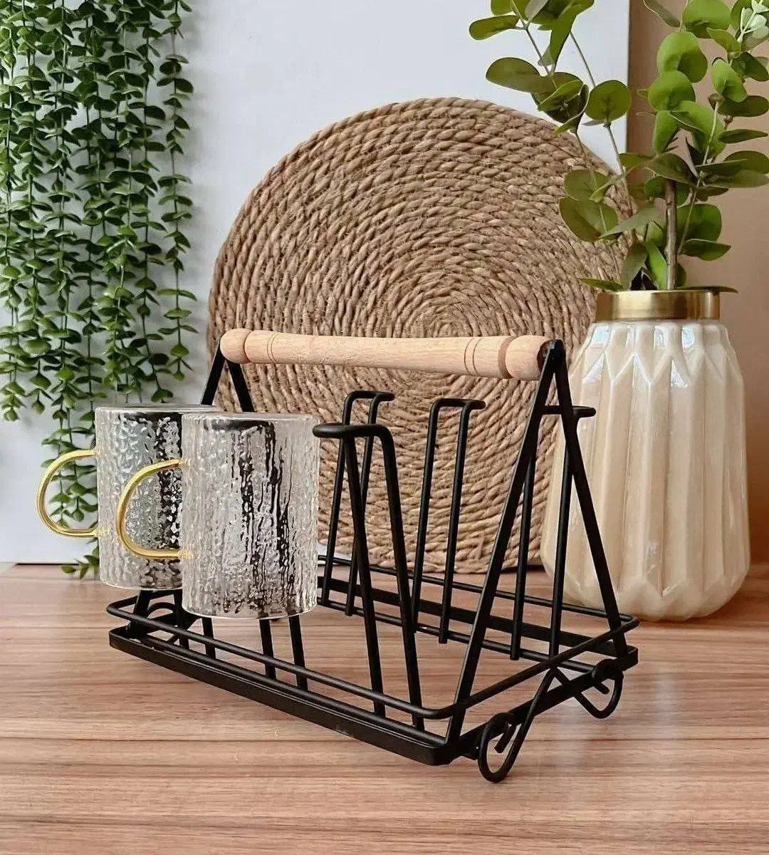 استند لیوان فلزی طرح چوب وفلز ضخیم وسنگین|آب‌چکان و نظم‌دهنده ظروف|سیرجان, |دیوار