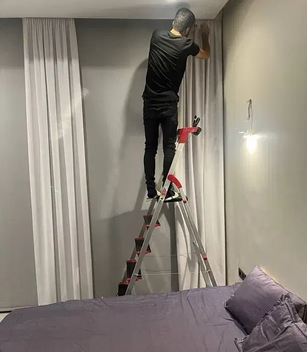 نصب پرده چوب پرده و چیدمان منزل.نصب تلویزیون و..|خدمات پیشه و مهارت|قم, پردیسان|دیوار