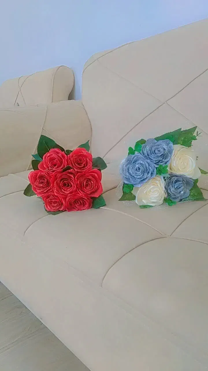 دسته گل عروس روبانی|گل مصنوعی|کرمانشاه, |دیوار