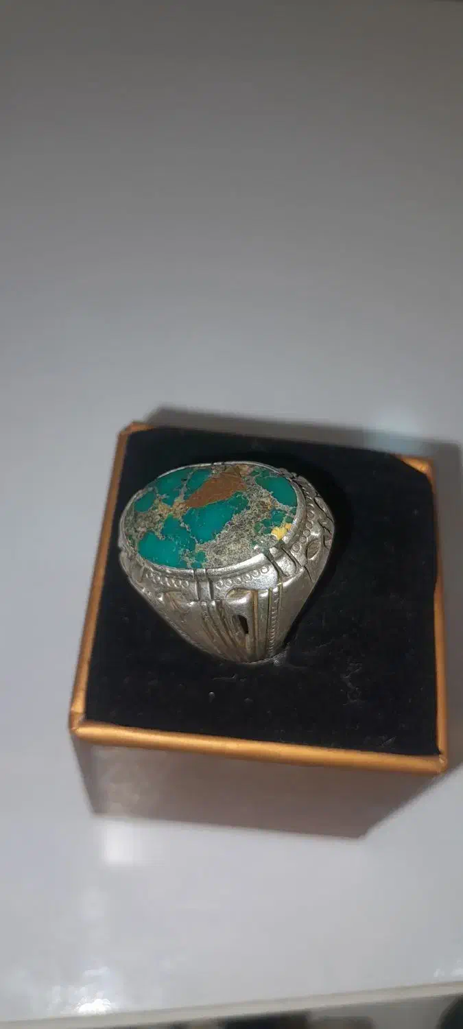 انگشتر فیروزه نقره .و برنجه سنگ سلیمانی|بدلیجات|سقز, |دیوار