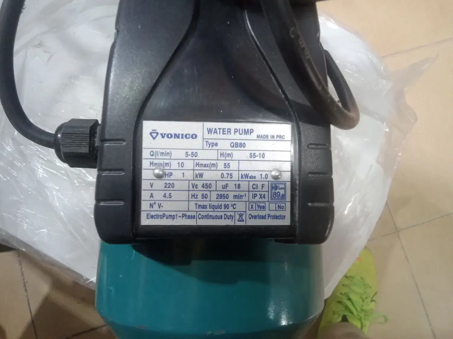 پمپ آب (۱) اسب VONICO|مصالح و تجهیزات ساختمان|نیشابور, شهرک قدس|دیوار