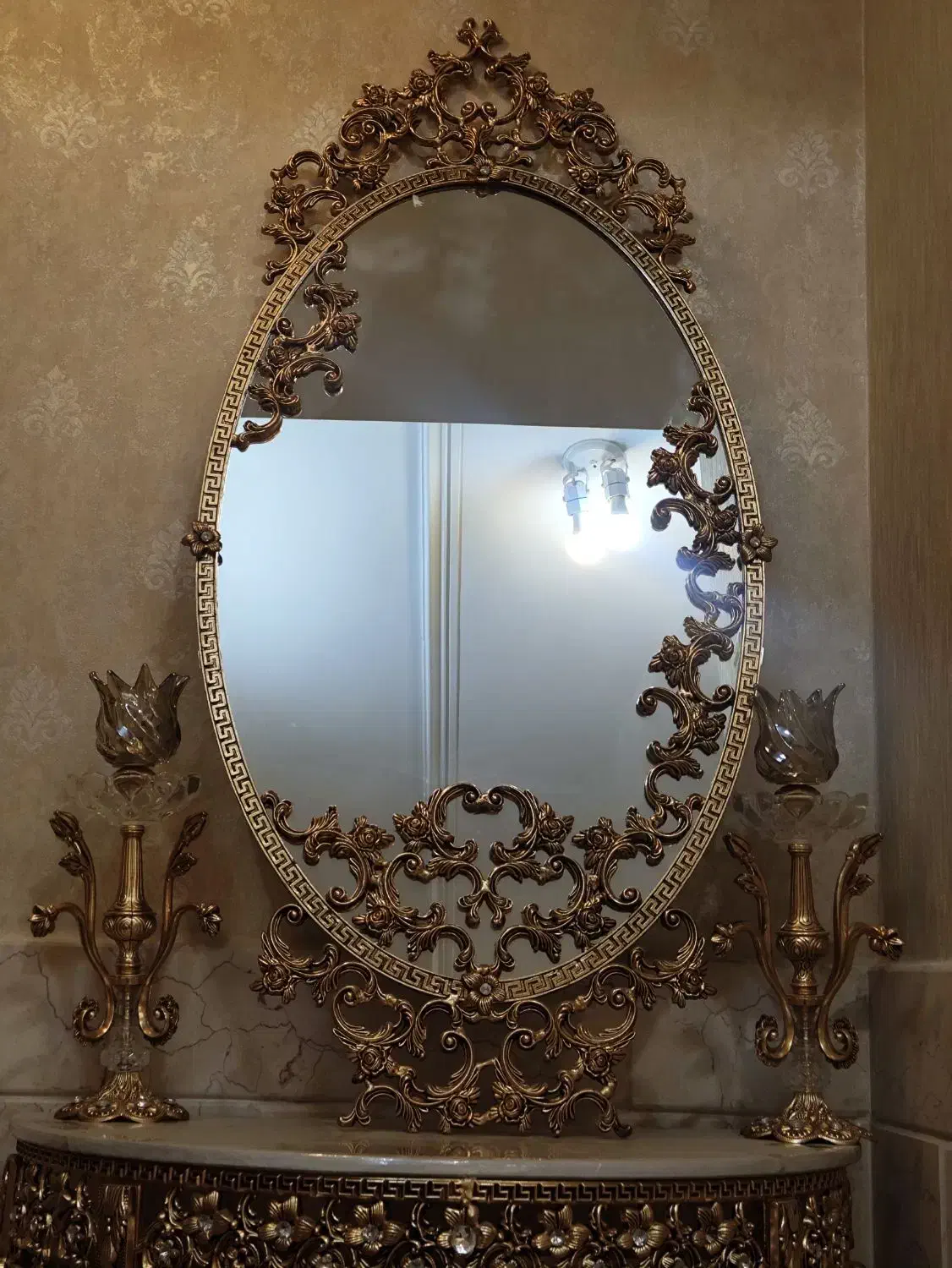 آینه شمعدان همراه با کنسول|بوفه، ویترین، کنسول|شهرضا, |دیوار