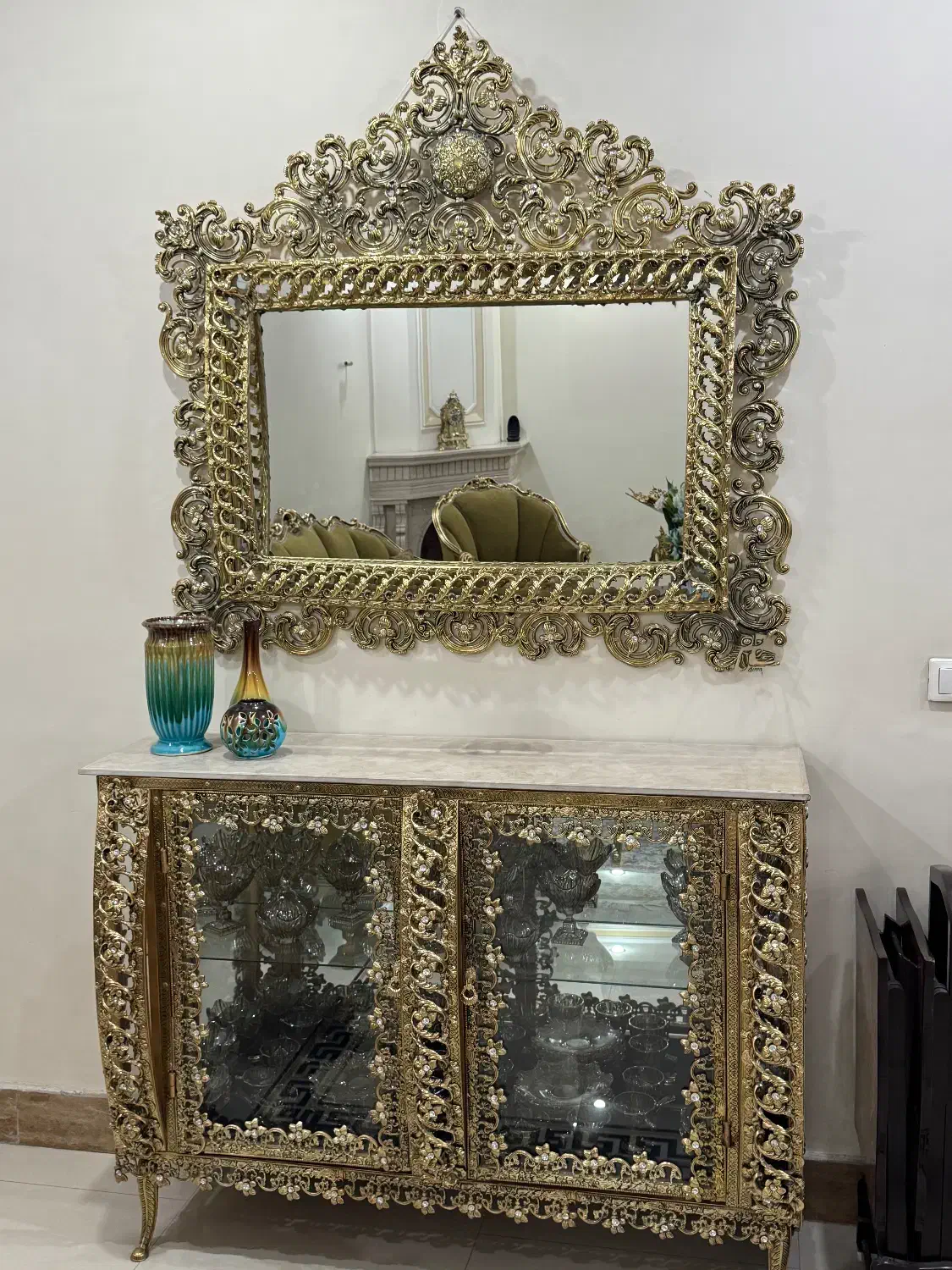 آینه کنسول آبکاری برنز|بوفه، ویترین، کنسول|تهران, آشتیانی|دیوار