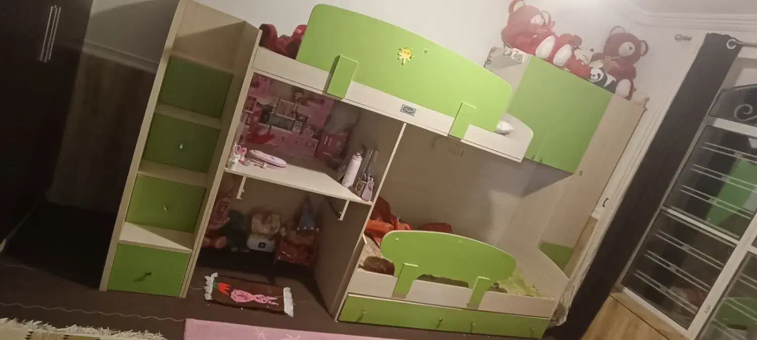 تخت خواب دو طبقه کمد دار و میز کامپیوتر دار|تخت و سرویس خواب|صدرا-فارس, فاز ۱|دیوار