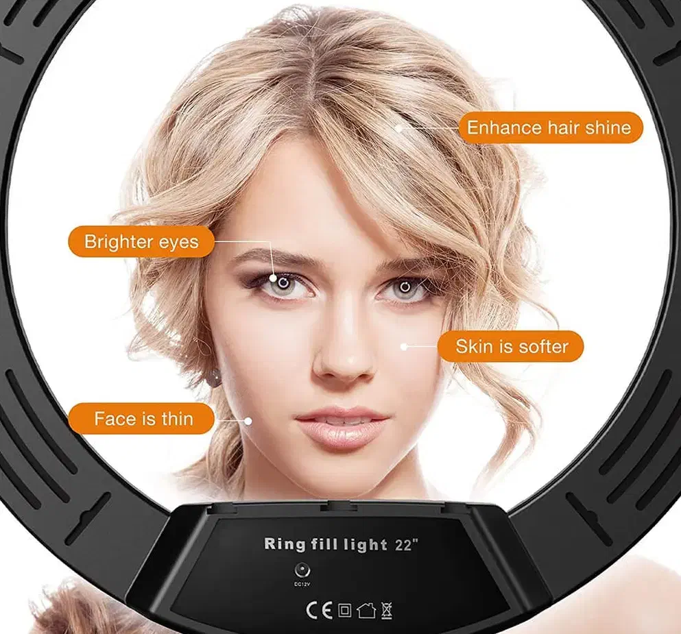 رینگ لایت ۲۲ اینچ برند LJJ بهمراه سه پایه 2 متری|دوربین عکاسی و فیلم‌برداری|شیراز, تحویلی|دیوار