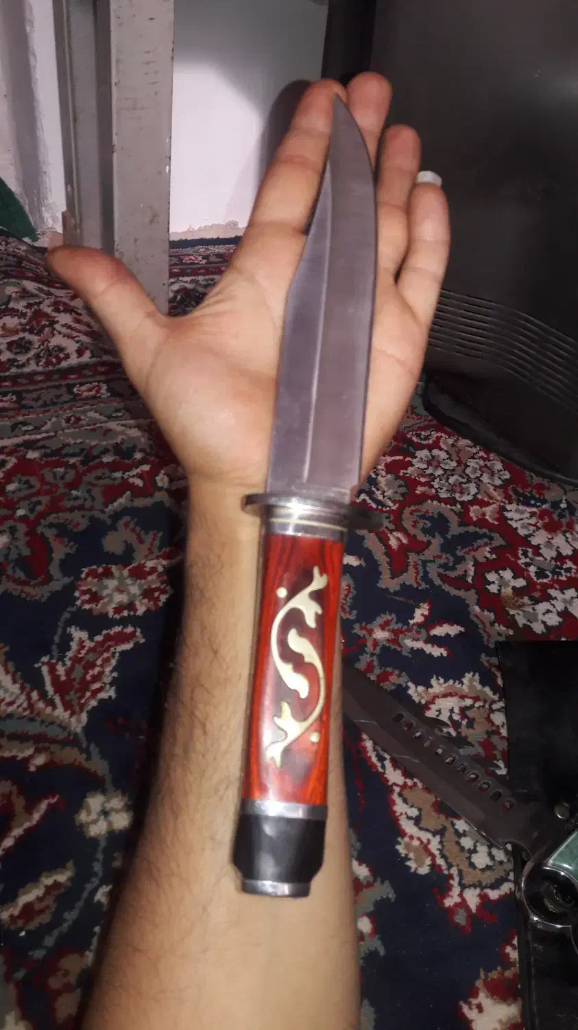 چاقو استیل امریکایی دسته برنج کاری شده|کوهنوردی و کمپینگ|گرگان, |دیوار