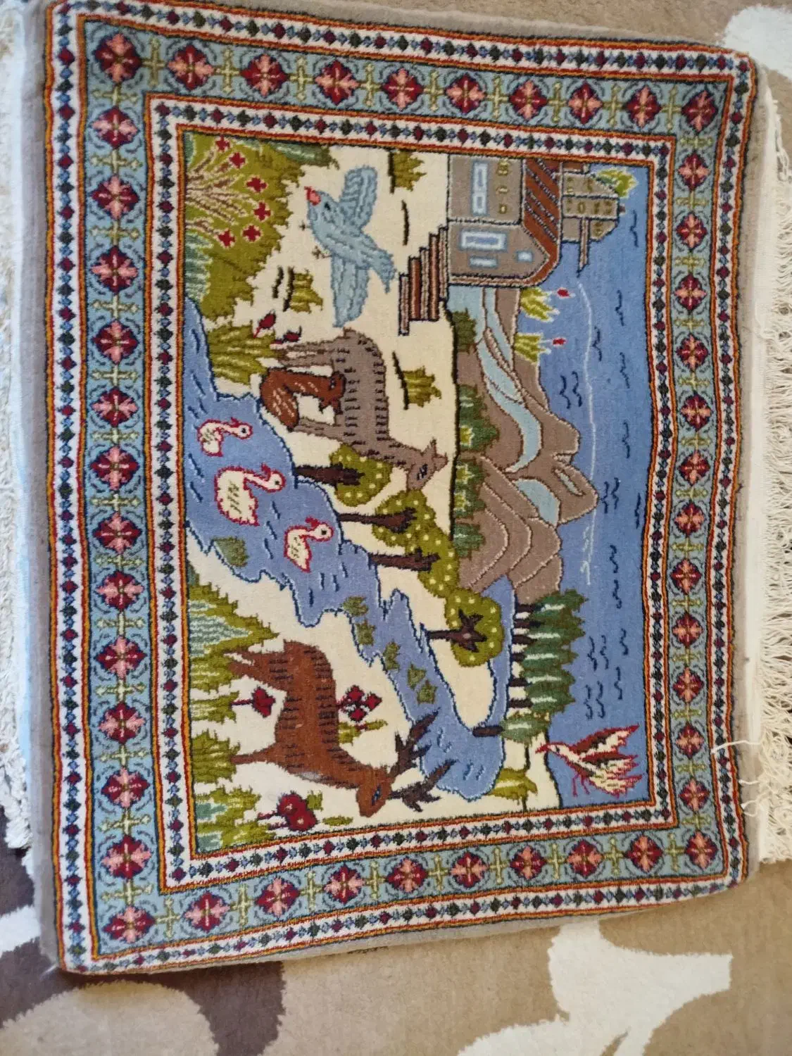 قاب دست بافت خامه|فرش|کاشان, مفتح|دیوار