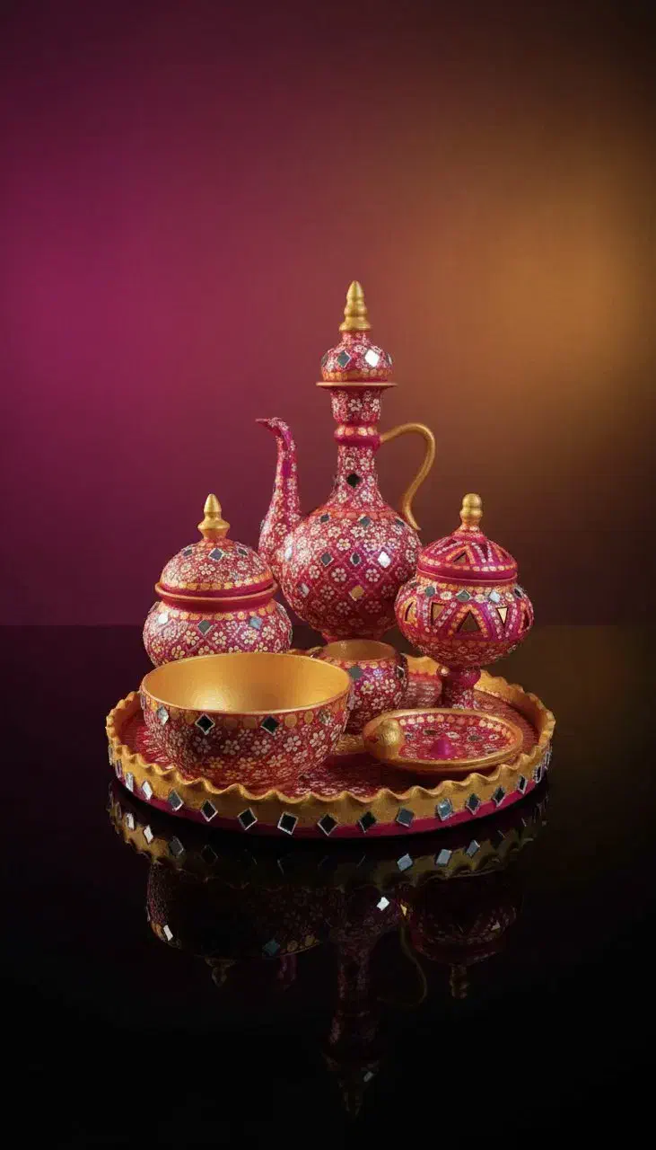 ست حنابندان سفالی صورتی|صنایع دستی و سایر لوازم تزئینی|برازجان, |دیوار