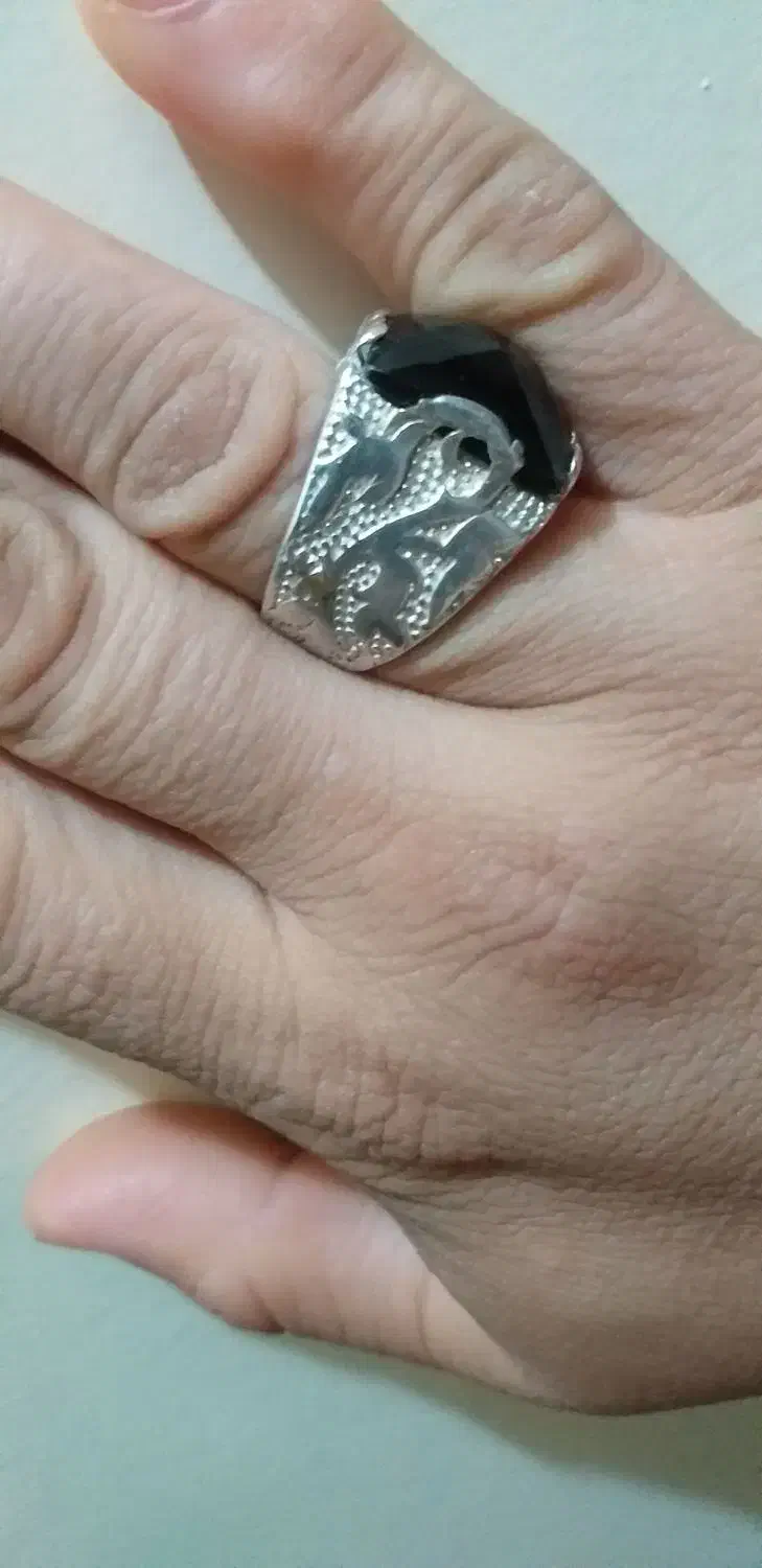 انگشتر نقره  مردانه نگین مشکی|جواهرات|ارومیه, |دیوار