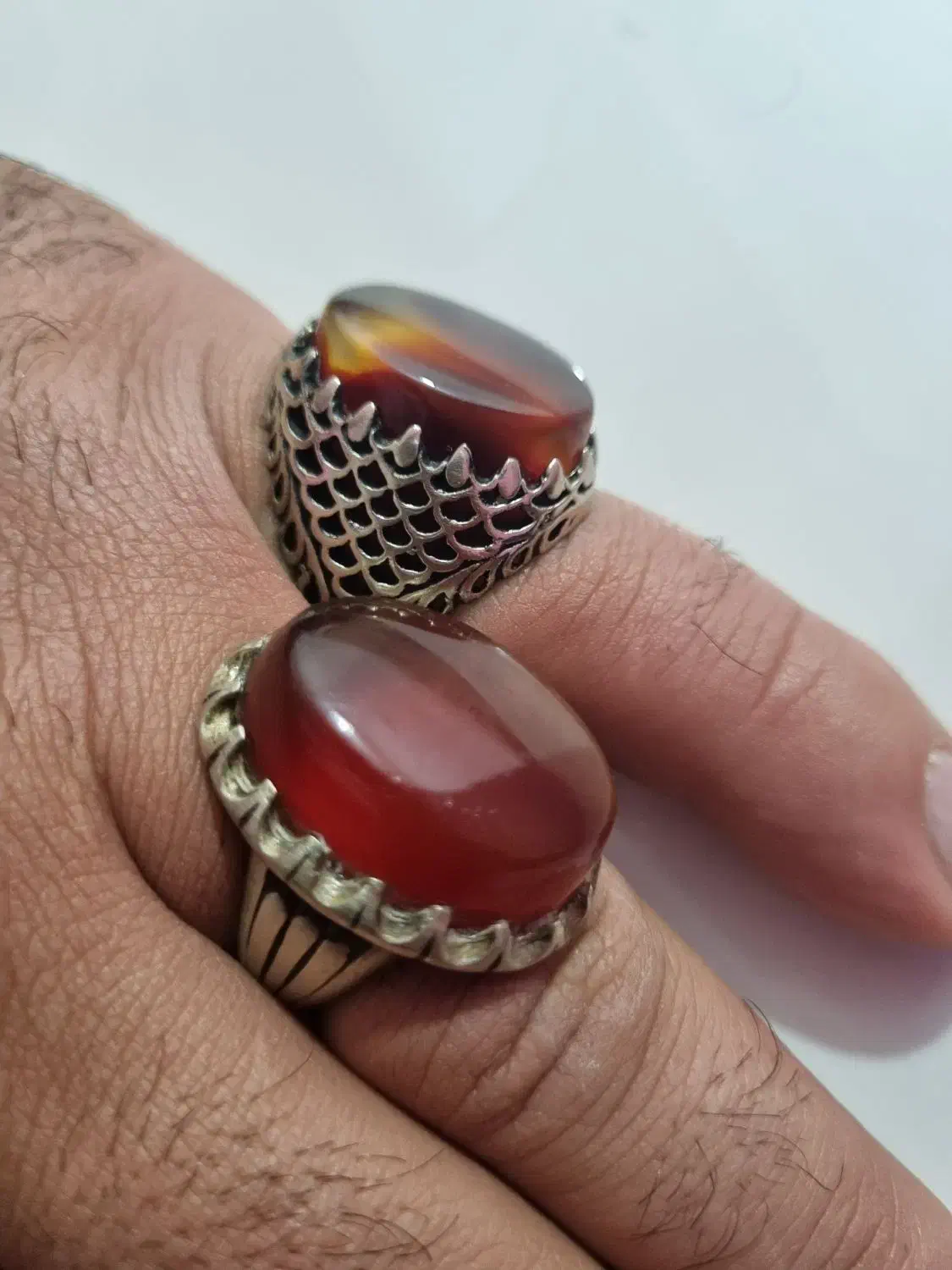 انگشتر عقیق سرخ ناب وعقیق سلیمانی|جواهرات|میاندوآب, |دیوار