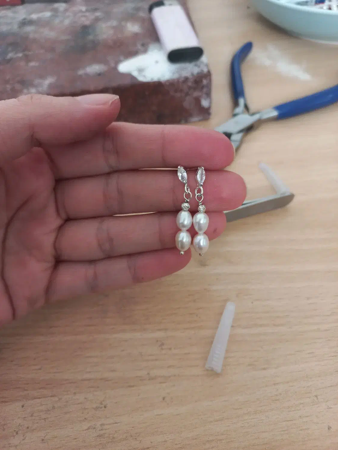 گوشواره نقره و مروارید پرورشی|جواهرات|کرمانشاه, |دیوار