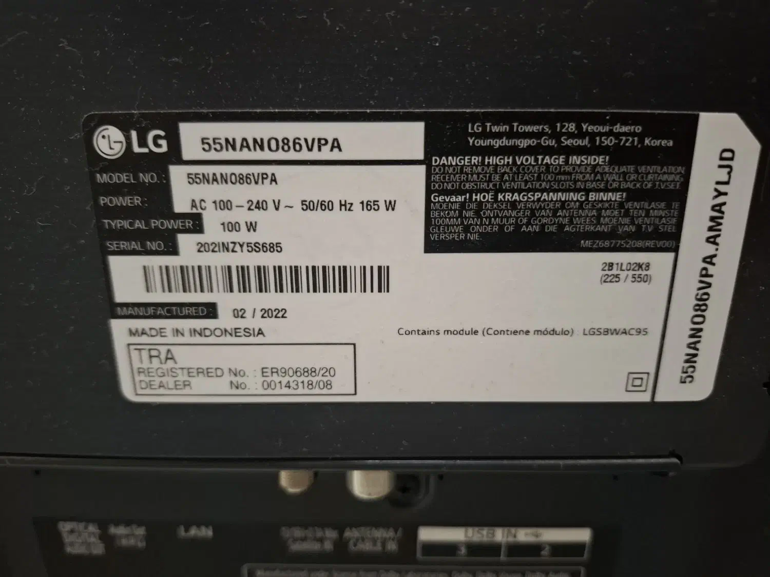 تلوزیون ال جی صفحه شکسته ۵۵ اینچ نانو ۸۶|تلویزیون و پروژکتور|ری, علایین|دیوار