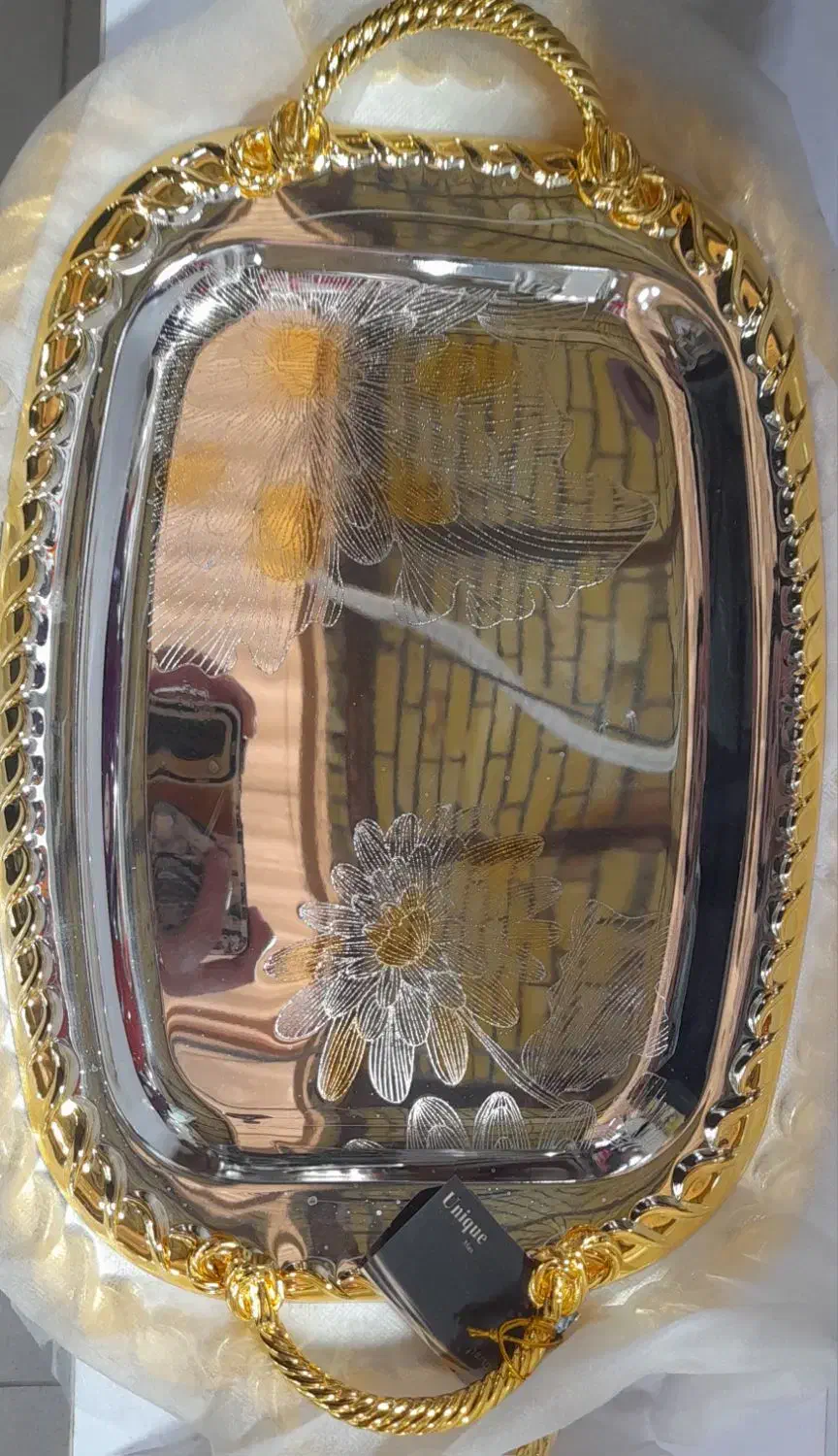 سینی دور طلایی|ظروف سرو و پذیرایی|ملکشاهی, |دیوار