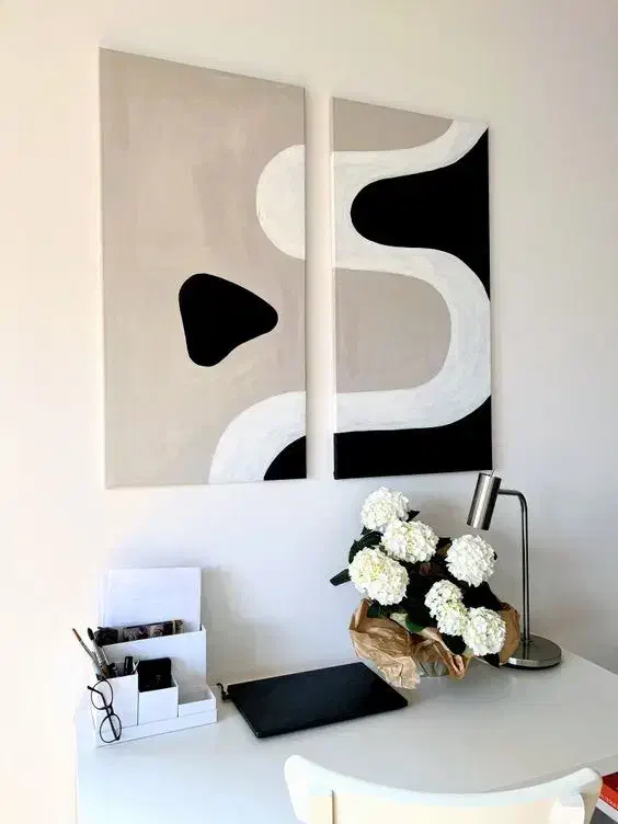 «تابلو رنگ روغن مینیمال کاردست بانوی هنرمندحرفه ای|تابلو، نقاشی، عکس|بابل, |دیوار