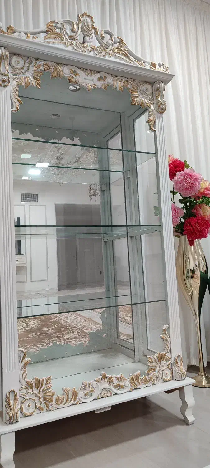 گنجه بوفه سفید طلایی ۴ طبقه|بوفه، ویترین، کنسول|گناباد, |دیوار